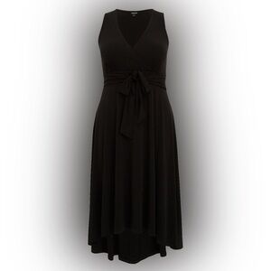 Black Elegant Tie Front Hi-lo Dress